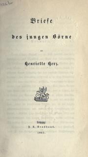 Cover of: Briefe des jungen Börne an Henriette Herz.