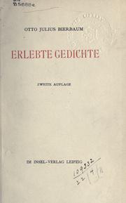 Cover of: Erlebte Gedichte.