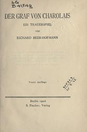 Cover of: Graf von Charolais: ein Trauerspiel.