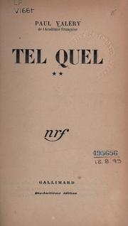 Cover of: Tel quel ... by Paul Valéry