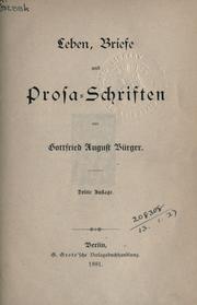 Cover of: Leben, Briefe und Prosa-Schriften.