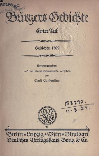 Gedichte by Gottfried August Bürger