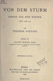 Cover of: Vor dem Sturm by Theodor Fontane