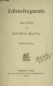 Cover of: Lebensfragmente: zwei Novellen.
