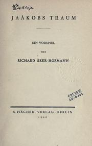 Cover of: Jaákobs Traum by Richard Beer-Hofmann