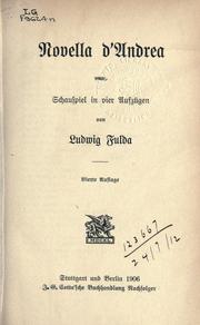Cover of: Novella d'Andrea: Schauspiel in vier Aufzügen.