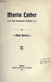 Cover of: Martin Luther by Bartels, Adolf