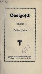 Cover of: Geelgösch: Novellen.