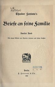 Cover of: Briefe an seine Familie. by Theodor Fontane