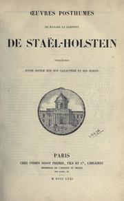 Cover of: Oeuvres posthumes by Madame de Staël