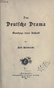 Cover of: Das deutsche Drama by Carl Weitbrecht