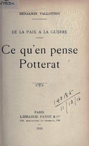 Cover of: Ce qu'en pense Potterat.