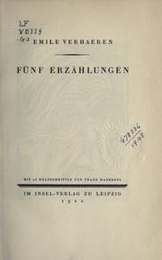 Cover of: Fünf Erzählungen by Emile Verhaeren