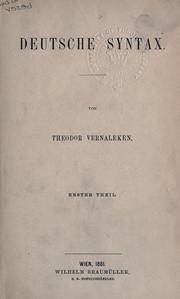 Cover of: Deutsche Syntax. by Theodor Vernaleken