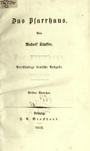 Cover of: Das Pfarrhaus. by Rodolphe Töpffer