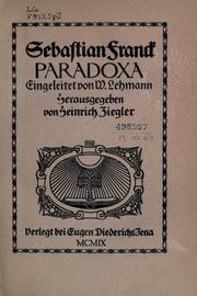 Cover of: Paradoxa