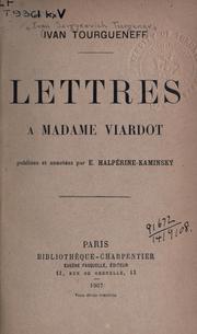 Cover of: Lettres à Madame Viardot