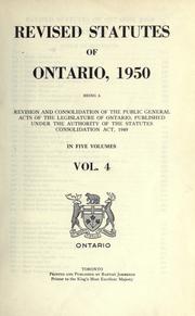 Cover of: Revised statutes of Ontario, 1950 | Ontario.
