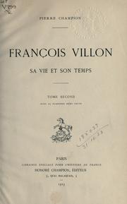 Cover of: François Villon by Champion, Pierre