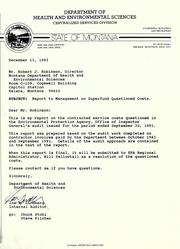 Cover of: Report of audit resolution, questioned costs: Federal Superfund Program, Department of Health and Environmental Sciences.