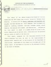 [Board of Visitors review of Montana State Hospital, fiscal year 1987] by Montana. Mental Disabilities Board of Visitors.