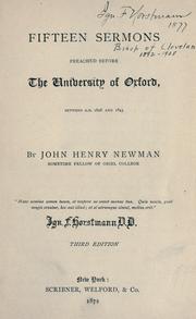 Cover of: Fifteen sermons preached before the University of Oxford by John Henry Newman