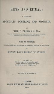Cover of: Rites and ritual: a plea for apostolic doctrine and worship