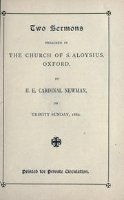Cover of: Two sermons preached in the Church of S. Aloysius, Oxford by John Henry Newman