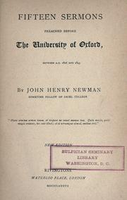 Cover of: Fifteen sermons preached before the University of Oxford by John Henry Newman