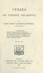 Cover of: Verses on various occasions | John Henry Newman