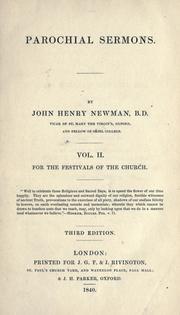 Cover of: Parochial sermons. by John Henry Newman