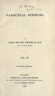 Cover of: Parochial sermons. by John Henry Newman, John Henry Newman