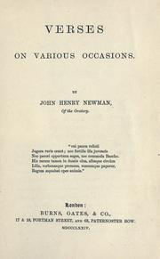 Cover of: Verses on various occasions by John Henry Newman