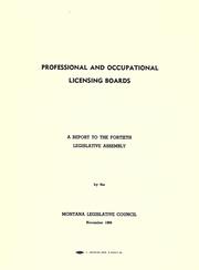 Cover of: Professional and occupational licensing boards: a report to the Fortieth Legislative Assembly.