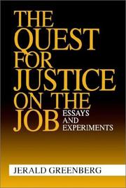 Cover of: The Quest for Justice on the Job by Jerald Greenberg