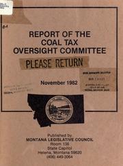 Cover of: Report of the Coal Tax Oversight Subcommittee.