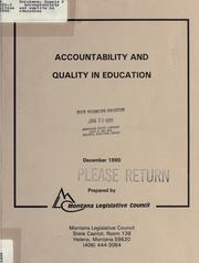 Cover of: Accountability and quality in education: a report to the 52nd Legislature from the Joint Legislative Committee on Accountability and Quality in Education