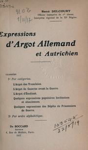 Cover of: Expressions d'Argot allemand et autrichien. by René Delcourt