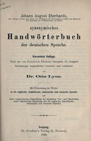 Cover of: Synonymisches Handwörterbuch der deutschen Sprache. by J. A. Eberhard, J. A. Eberhard