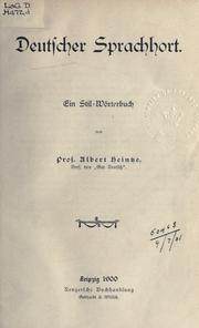 Cover of: Deutscher Sprachhort by Albert Heintze