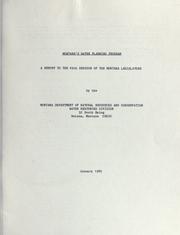 Cover of: Montana's water planning program: a report to the 49th session of the Montana Legislature