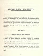 Cover of: Montana energy tax benefits by 