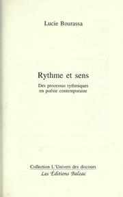 Cover of: Rythme et sens: des processus rythmiques en poésie contemporaine