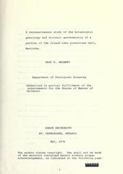 Cover of: reconnaissance study of the metamorphic petrology and volcanic geochemistry of a portion of the Island Lake greenstone belt, Manitoba