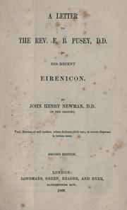 Cover of: A letter to the Rev. E.B. Pusey, D.D., on his recent Eirenicon by John Henry Newman