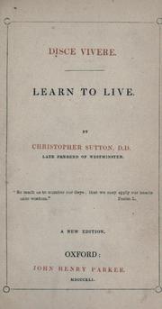 Cover of: Disce vivere = Learn to live