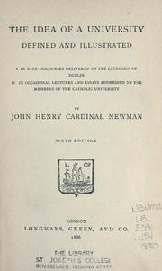 Cover of: The idea of a university by John Henry Newman