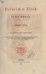 Cover of: Heinrich v. Kleist in der Schweiz by Theophil Zolling