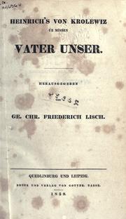 Cover of: Vater Unser by Heinrich von Krolewiz., Heinrich von Krolewiz.