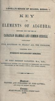Cover of: Key to elements of algebra by John Herbert Sangster